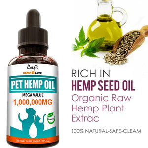 Catfit Hemp Essential Oil Pet Anxiety Relief Pain Relief Oil Pet hair Care Oil Improve Immunity Mobility Reduces Skin Irritation - Virtual Blue Store