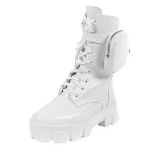 Punk Rock Steam  Metal Buckle Motorcycle Boots Women Rivet Chunky Heel Short Booties Thick Platform Gothic Shoes Lad - Virtual Blue Store