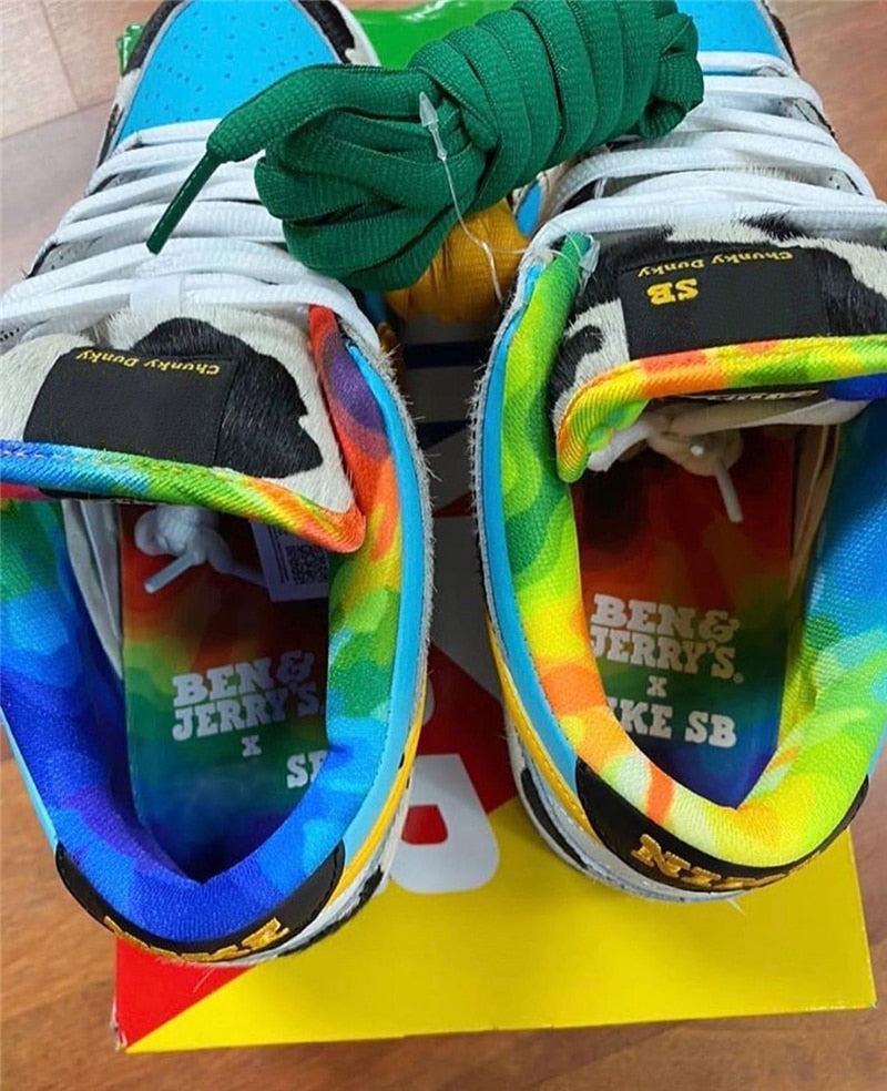 2020 New Authentic Ben Jerrys x SB Dunks Low Chunky Dunky White Lagoon Pulse Black Universit Running Shoes - Virtual Blue Store