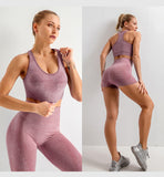 Seamless Women  yoga set Workout Gym Long Sleeve Fitness Crop Top High Waist Leggings Sport Clothing Suits - Virtual Blue Store