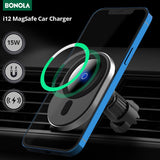Bonola 15W Magnetic Car Wireless Charger for iPhone12 Pro Max/12Pro/12Mini/12 Qi Fast Charging360°Air Outlet Magsafe Cars Holder