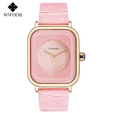 2021 WWOOR Ladies Watch Fashion White Square Wrist Watch Simple Ladies Top Brand Luxury Leather Dress Casual Watches Reloj Mujer - Virtual Blue Store