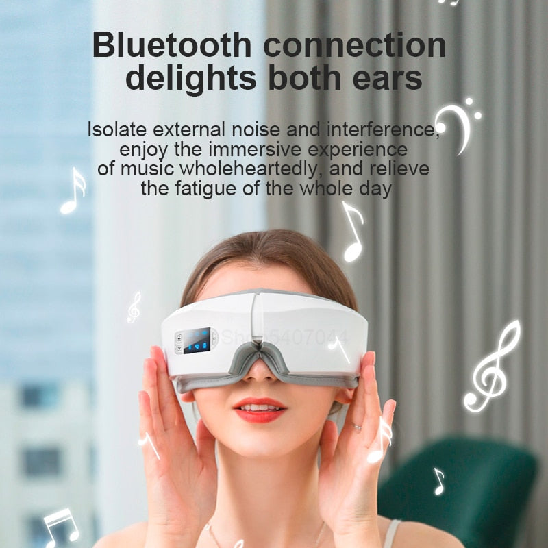 New 4D Bluetooth Eyes Massager Music Massage Heating Electric Smart Mask For Sleep Airbag Vibration Anti Wrinkle Eye Care Device - Virtual Blue Store