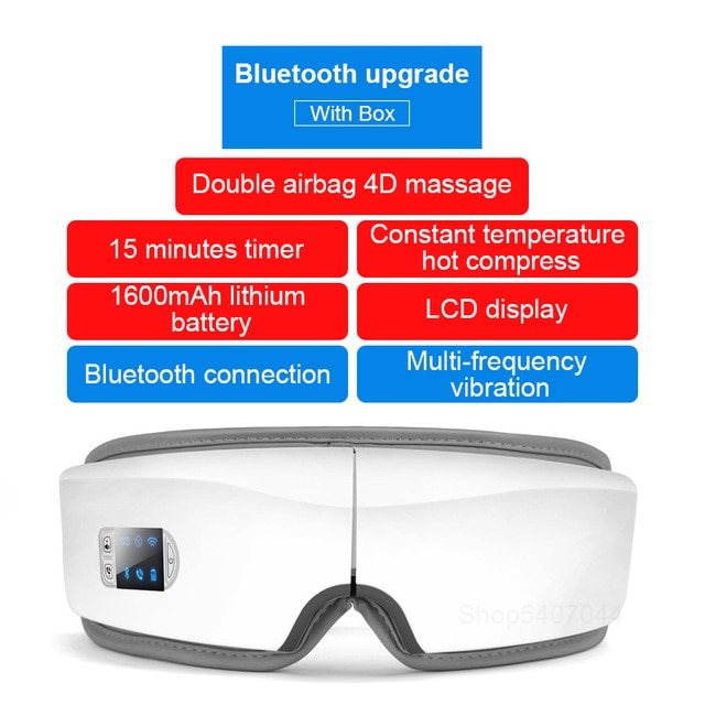 New 4D Bluetooth Eyes Massager Music Massage Heating Electric Smart Mask For Sleep Airbag Vibration Anti Wrinkle Eye Care Device - Virtual Blue Store