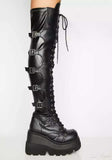 Design Female High Platform Thigh High Boots Fashion Buckle Punk High Heels Boots Women Cosplay Wedges Boots Woman Botas Mujer - Virtual Blue Store