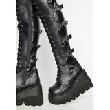 Design Female High Platform Thigh High Boots Fashion Buckle Punk High Heels Boots Women Cosplay Wedges Boots Woman Botas Mujer - Virtual Blue Store