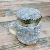 Sparkling Coffee Mug with Lid Ceramic Crystal Rhinestones Tumbler Cup Long Distance Relationship Gifts Milk Water Cups Cute - Virtual Blue Store