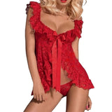 Hot Women Sleepwear Lace Underwear Sexy Lingerie Sex Clothes Erotic Transparent Dress Black Baby Dolls Sleepwear Night Dress - Virtual Blue Store