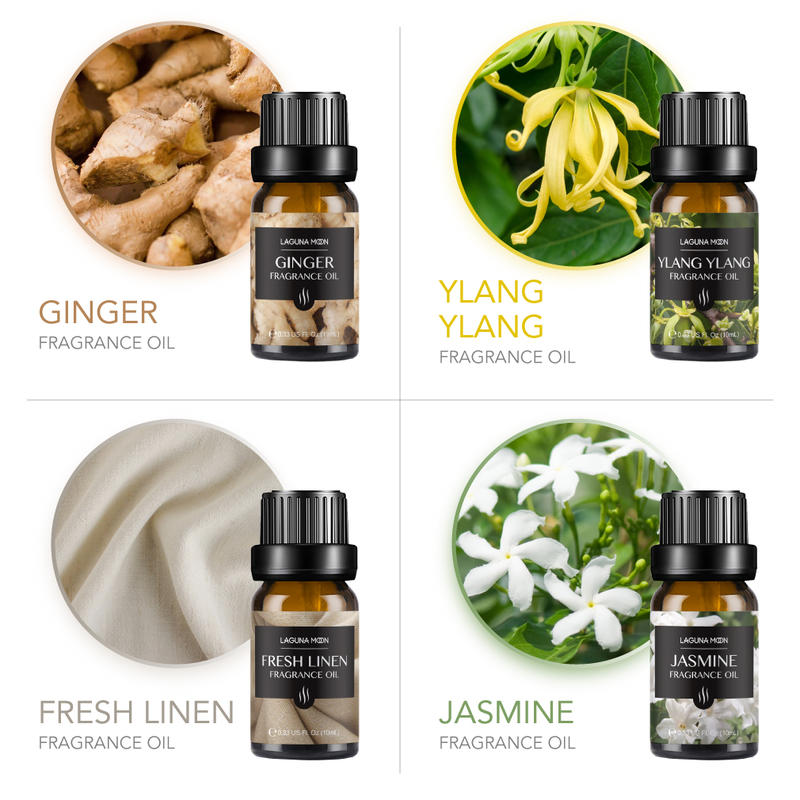 Lagunamoon 10ml*16pcs Kit Fragrance Oil Set Ylang Jasmine Lily Fresh Linen Sandalwood Diffuser Oil Essential Oil for Candle Soap - Virtual Blue Store