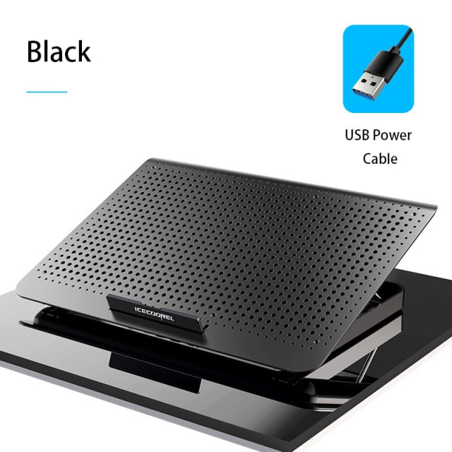 Gaming Laptop Cooler Silent Fan Metal Laptop Cooling Pads Two USB Port Portable Adjustable Notebook Stand For 12-16 Inch Laptop