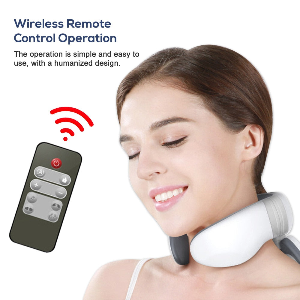 4 Heads Electric Neck Massager Pulse Back Shoulder Neck Massager Heating Pain Relief Health Care Cervical Vertebra Relaxation - Virtual Blue Store