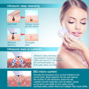 Ultrasonic Facial Massager 7 Colors Led Photon Skin Rejuvenation Light Therapy Face Lift Anti Wrinkle Beauty Device - Virtual Blue Store