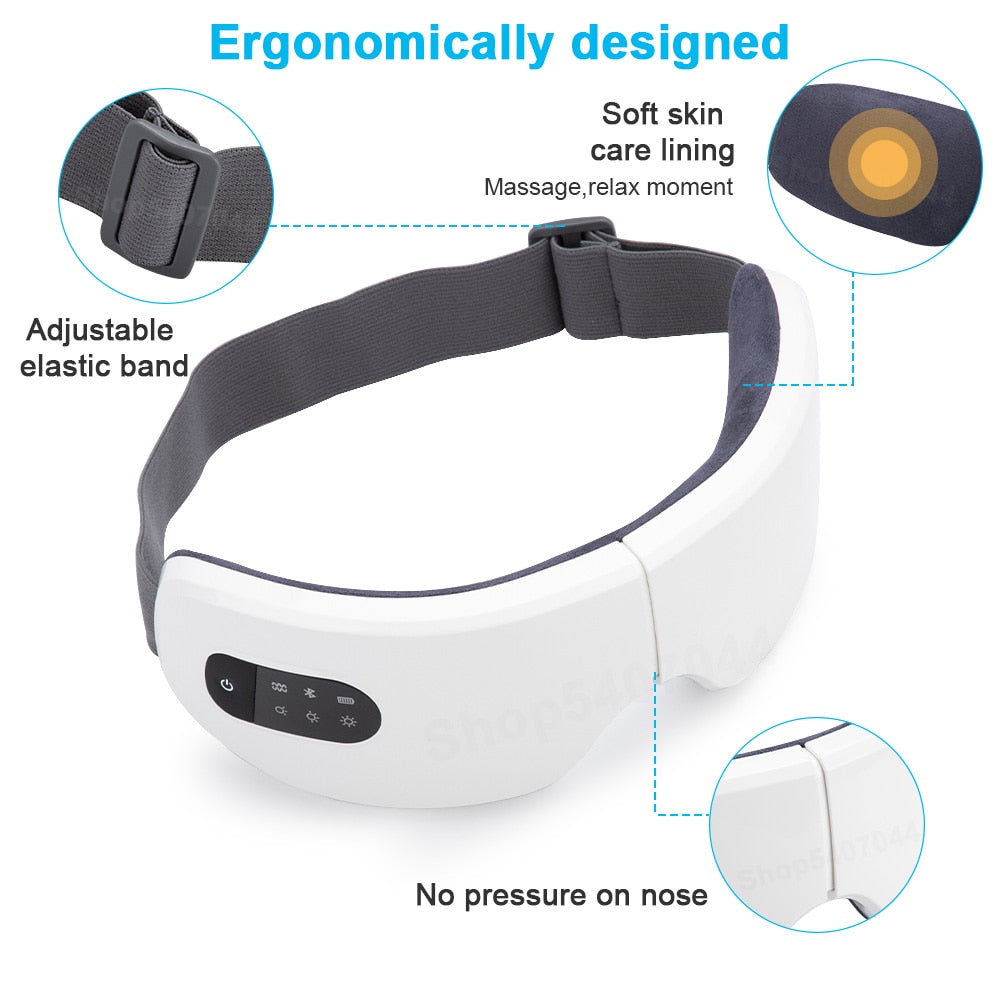 USB Bluetooth Eye Massager 10s Heating Electric Eye Mask For Sleep Hot Compress 4 Temperature Adjustable Relieve Eye Care Device - Virtual Blue Store