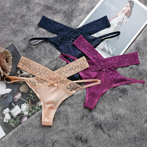 Women Sexy Lace Panties Transparent Low-waist Underpant Hollow Out Thong Female Seamless G-string Underwear Lingerie - Virtual Blue Store
