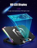Gaming RGB Laptop Cooler For Laptop 12-18 Inch Six Fans LCD Screen Laptop Cooling Pad Adjustable Notebook Stand Two USB Port