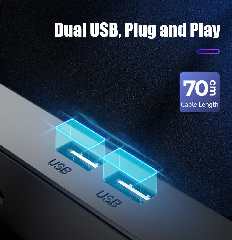 Gaming RGB Laptop Cooler For Laptop 12-18 Inch Six Fans LCD Screen Laptop Cooling Pad Adjustable Notebook Stand Two USB Port