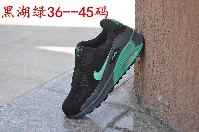 NIKE-Men Women Camouflage Sports Shoes Cushioned Chunky Sole Lace Up Sports Shoes Outdoor AIR MAX 90 - Virtual Blue Store