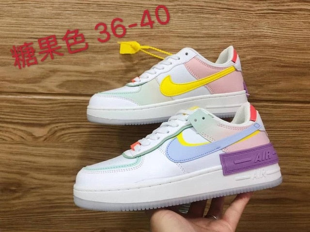 SCHNIKE-air force 1 shadow AF1 Original women Skateboard Shoes Outdoor Red yellow Fashion Sports Sneakers Eur 36-40 - Virtual Blue Store