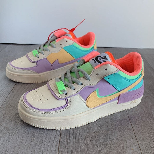 SCHNIKE-air force 1 shadow AF1 Original women Skateboard Shoes Outdoor Red yellow Fashion Sports Sneakers Eur 36-40 - Virtual Blue Store