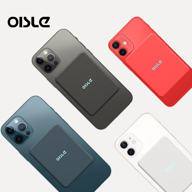 OISLE Wireless Magnetic PowerBank case Portable External Battery 4225mah For iphone 12 12mini 12pro 12promax magsafe Power Bank - Virtual Blue Store