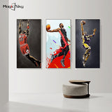 Kobe Bryant LeBron James Michael Jordan Basketball Stars Canvas Painting Wall Art Pictures Prints and Posters Living Room Decor