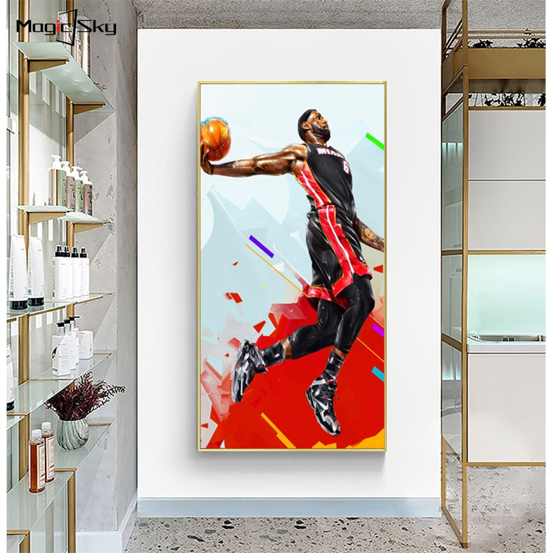 Kobe Bryant LeBron James Michael Jordan Basketball Stars Canvas Painting Wall Art Pictures Prints and Posters Living Room Decor - Virtual Blue Store