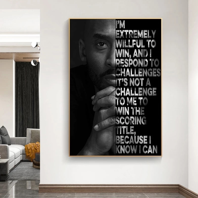 Basketball Inspirational Quotes Canvas Painting Posters and Prints Black White Wall Art Pictures for Living Room Decor - Virtual Blue Store