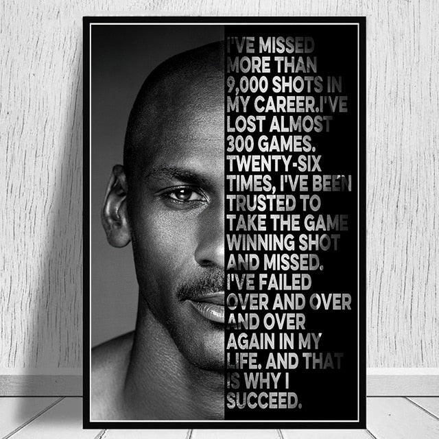Basketball Inspirational Quotes Canvas Painting Posters and Prints Black White Wall Art Pictures for Living Room Decor - Virtual Blue Store