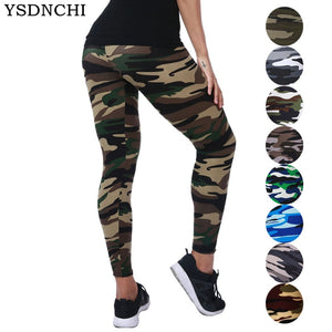 YSDNCHI 2021 Camouflage Womens for Leggins Graffiti Style Slim Stretch Trouser Army Green Leggings Deportes Pants K085 - Virtual Blue Store