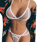 Hollow Underwear Women Lace Sexy Lingerie Set Ladies Tied Up Sexy Lingerie Push Up Underwear Three Point Bikini Underwear Set - Virtual Blue Store
