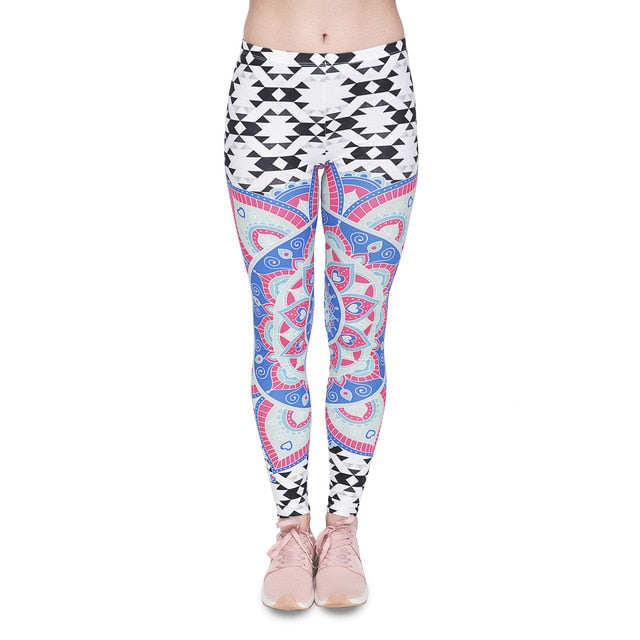 leggins Slim legins stretchy Leggings Fashion Woman Pants Sexy Women Legging Casual Blue streak Printing Fitness - Virtual Blue Store