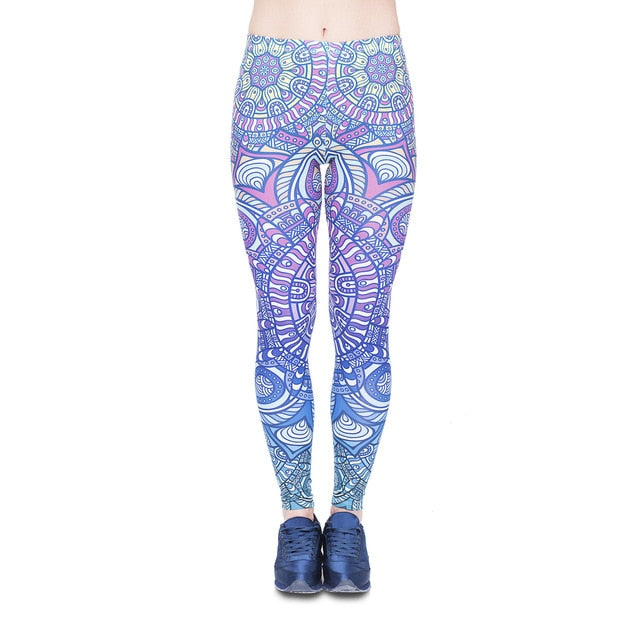 leggins Slim legins stretchy Leggings Fashion Woman Pants Sexy Women Legging Casual Blue streak Printing Fitness - Virtual Blue Store