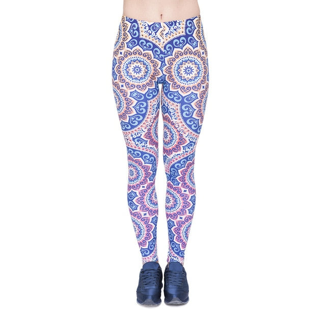 leggins Slim legins stretchy Leggings Fashion Woman Pants Sexy Women Legging Casual Blue streak Printing Fitness - Virtual Blue Store