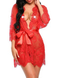 New Sexy Women Lingerie Lace Ruffles Robe See-through Babydoll Underwear Sleepwear Night Dress Erotic Sex Clothes - Virtual Blue Store