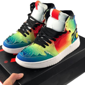 Have 1 Good Day OG J Balvin High Top Tie Dye Iridescence Basketball Shoes 1s Balvin Sports Shoes - Virtual Blue Store