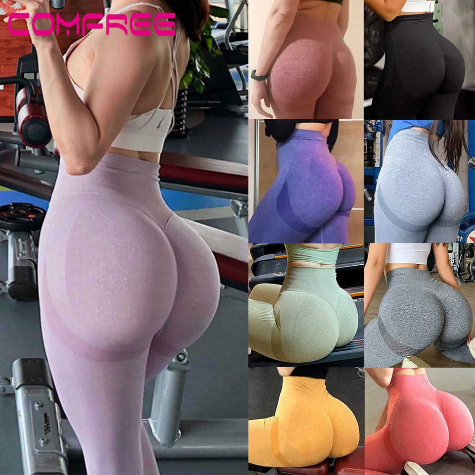 Women Yoga Pants Push Up Workout Leggings for Fitness Sport Legging Gym Activewear High Waist Seamless Tights Running Trousers - Virtual Blue Store