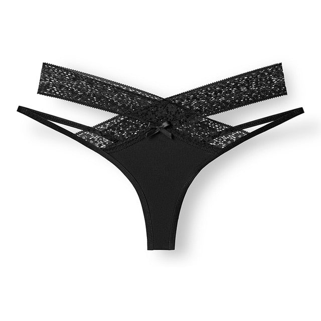 Women Sexy Lace Panties Transparent Low-waist Underpant Hollow Out Thong Female Seamless G-string Underwear Lingerie - Virtual Blue Store