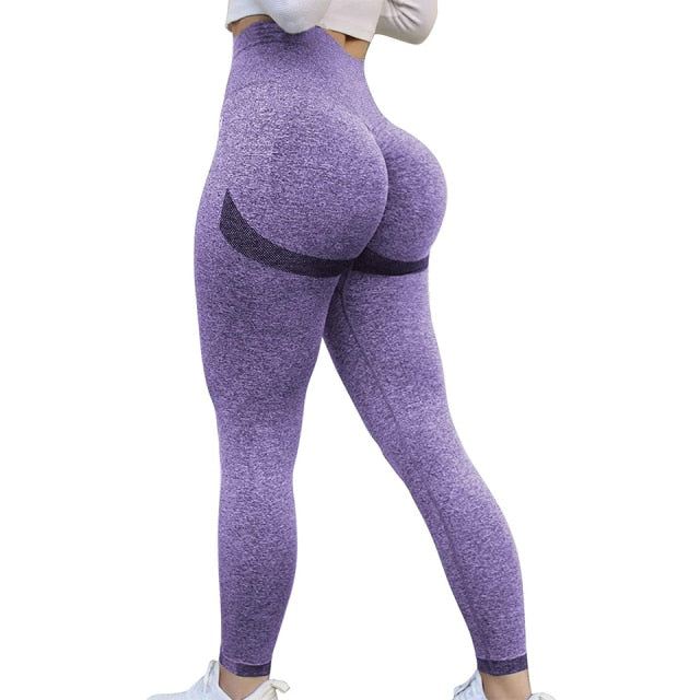 RQYYD Scrunch Butt Lifting Leggings for Women High Waisted Seamless Workout  Leggings Yoga Pants Purple M