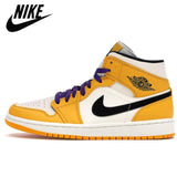 Authentic Original  Air Jordan Retro 1 Mid  AJ1 Men Comfortable Shoes Women Basketball Sneakers - Virtual Blue Store