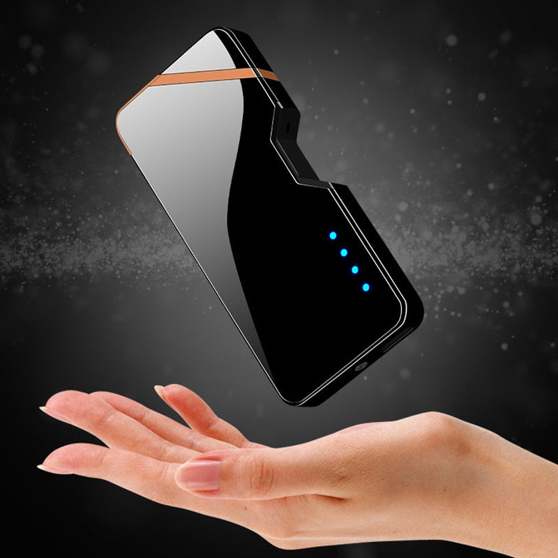 Creative USB Rechargeable Plasma Electric Lighter Metal Windproof Laser Induction Dual Arc Lighter With Power Display - Virtual Blue Store