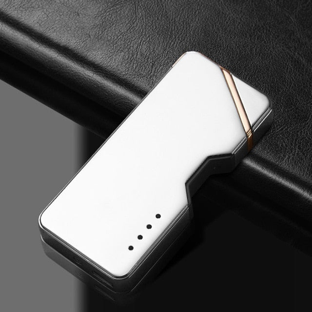 Creative USB Rechargeable Plasma Electric Lighter Metal Windproof Laser Induction Dual Arc Lighter With Power Display - Virtual Blue Store