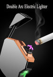 Creative USB Rechargeable Plasma Electric Lighter Metal Windproof Laser Induction Dual Arc Lighter With Power Display - Virtual Blue Store