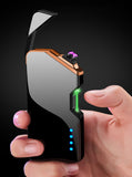 Creative USB Rechargeable Plasma Electric Lighter Metal Windproof Laser Induction Dual Arc Lighter With Power Display - Virtual Blue Store