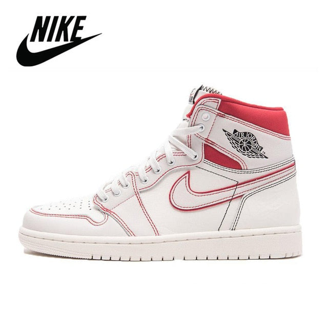 Original air jordan 1 filerecv AJ - 1 chicago red mid-high top male comfortable basketball shoes mans sport size 40-46 - Virtual Blue Store