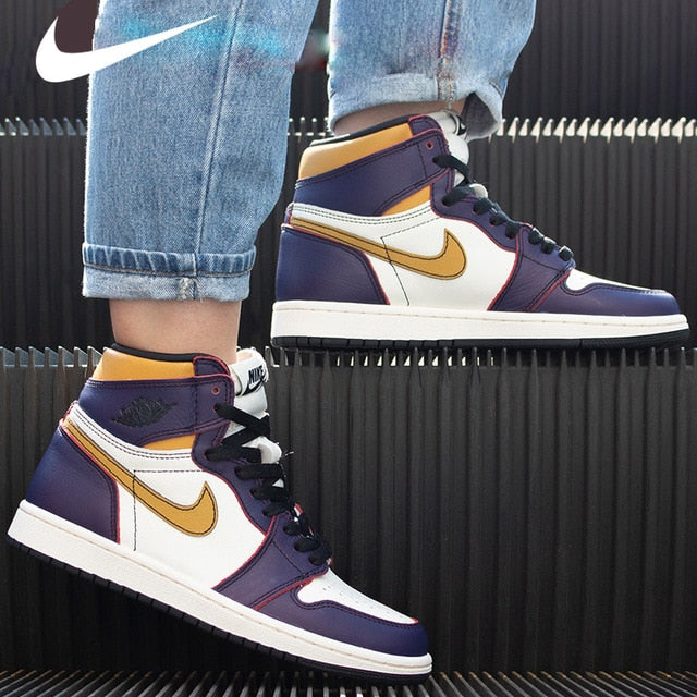 Original air jordan 1 filerecv AJ - 1 chicago red mid-high top male comfortable basketball shoes mans sport size 40-46 - Virtual Blue Store