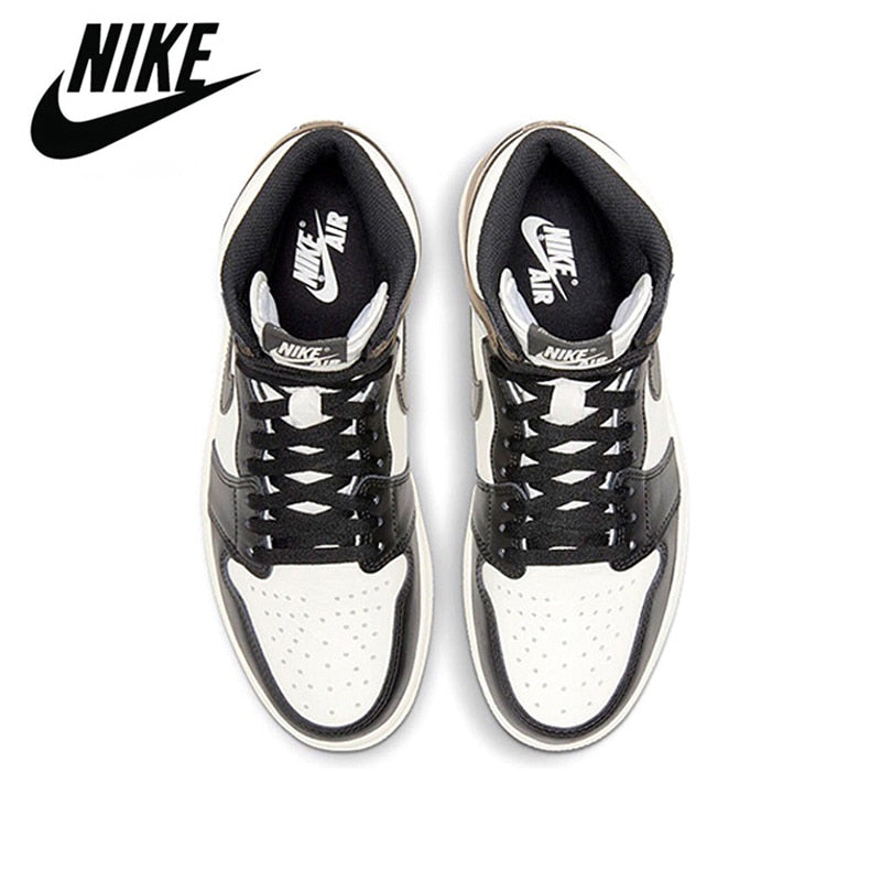Original athlétique Air Jordan 1 haute OG AJ1 hommes chaussures basket-ball baskets Sport brisé panneau noir moka - Virtual Blue Store
