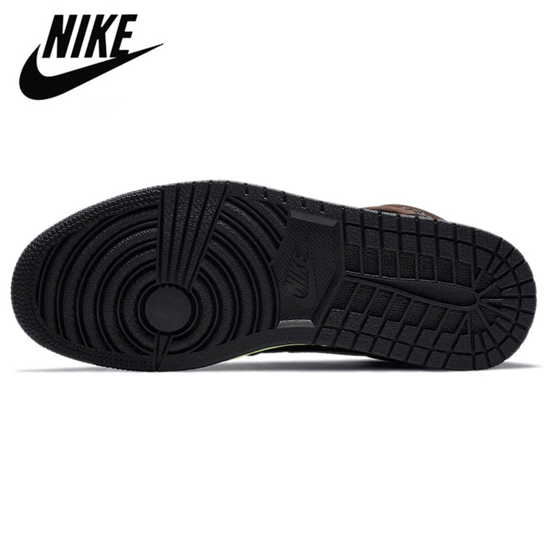 Original athlétique Air Jordan 1 haute OG AJ1 hommes chaussures basket-ball baskets Sport brisé panneau noir moka - Virtual Blue Store