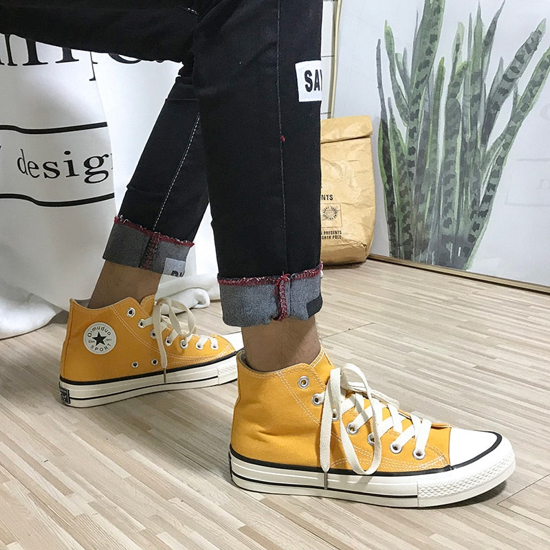 Women's Fashion 2020 Vulcanized Shoes Woman Sneakers New Rainbow Retro Canvas Shoes Flat Fashion Comfortable High Shoes Women - Virtual Blue Store