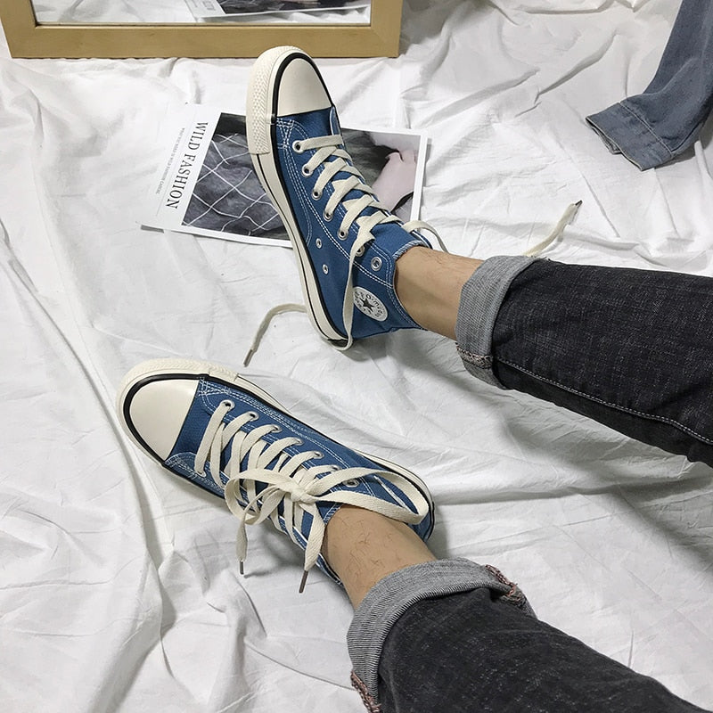 Women's Fashion 2020 Vulcanized Shoes Woman Sneakers New Rainbow Retro Canvas Shoes Flat Fashion Comfortable High Shoes Women - Virtual Blue Store