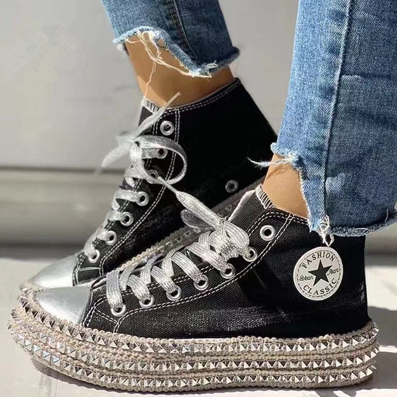 Woman Spring Leopard Print Canvas Fashion Sneakers Rhinestone Sequin Flat Wild Women's Shoes Youth Casual Shoes Plus Size - Virtual Blue Store